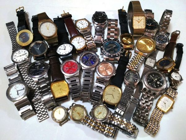 【Tr22】SEIKO・CITIZEN・CASIO他【男女/腕時計/クオーツ/自動巻き/ソラー】ジャンク品30本まとめて