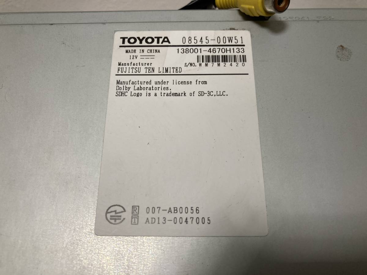 ☆ トヨタ 純正 SDナビ フルセグ NSZT-W64 ☆ NSZT-W64 トヨタ純正 SD
