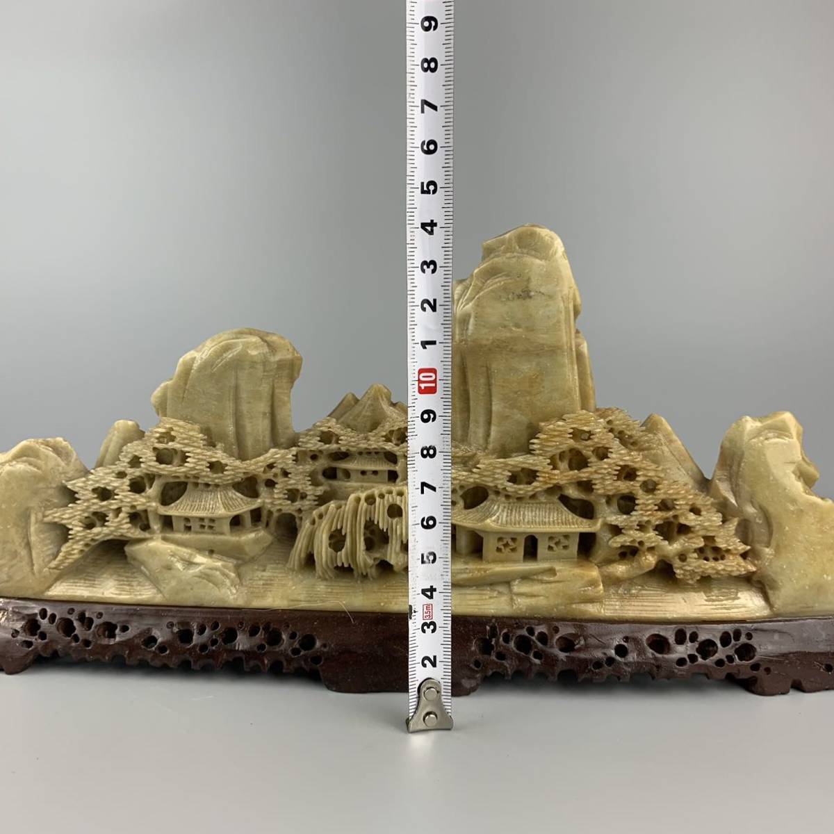 中国美術 寿山石 置物 石工芸 細密 石彫刻 中国美術 寿山石 楼閣 山水