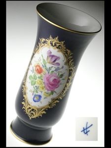 Meissenマイセン /※1級品 25cm 大型耳付花瓶フラワーベース