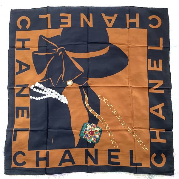 全国無料，限定SALE CHANEL シャネル スカーフ ココ マドモアゼル オールドビンテージ ブラウン&times;ブラック 大判 タグ有り シルク100％ 本物保証(服飾小物)｜売買されたオークション情報、yahooの商品情報をアー 服飾小物