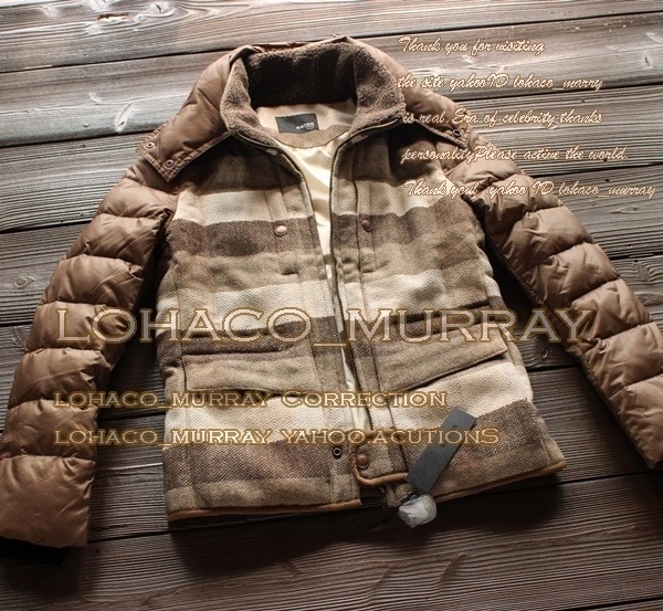 新品*メンズ グラデーションwool切替 ダウンジャケットXXL/XL茶