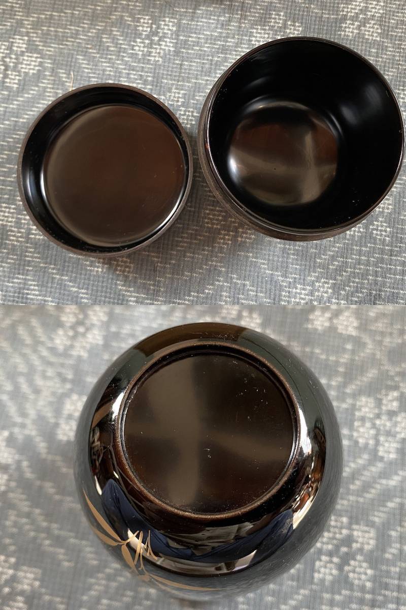 古美味塚本規義作 菊桐蒔絵平棗 茶道具 保証品 N0uL