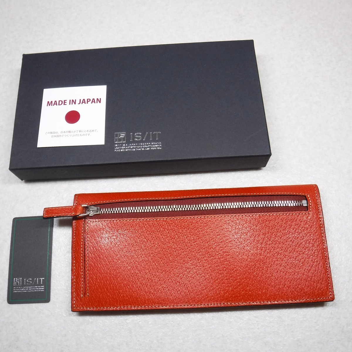 Qq967 Is It イズイット 定価円 高級耐久素材アメ豚革 薄型レザー長財布 箱付き オレンジ フジタカ製造イケテイ製 長 財布 小銭入れあり 売買されたオークション情報 Yahooの商品情報をアーカイブ公開 オークファン Aucfan Com