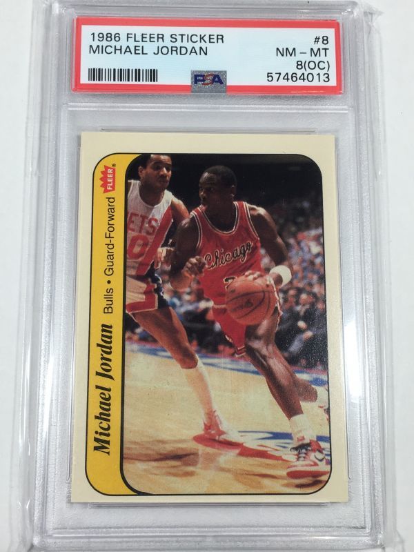 1986 Fleer Michael Jordan Rookie RC sticker PSA8 NBA Chicago Bulls 