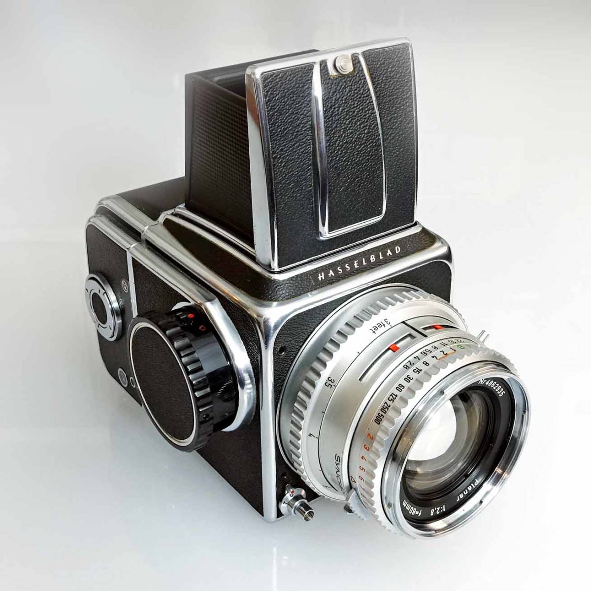 【レンズ極美品・ボディ良品】ハッセルブラッド　ボディ500C初期型1958年製・レンズ80mm/2.8（Cレンズ）・マガジン裏窓付旧型C12_1