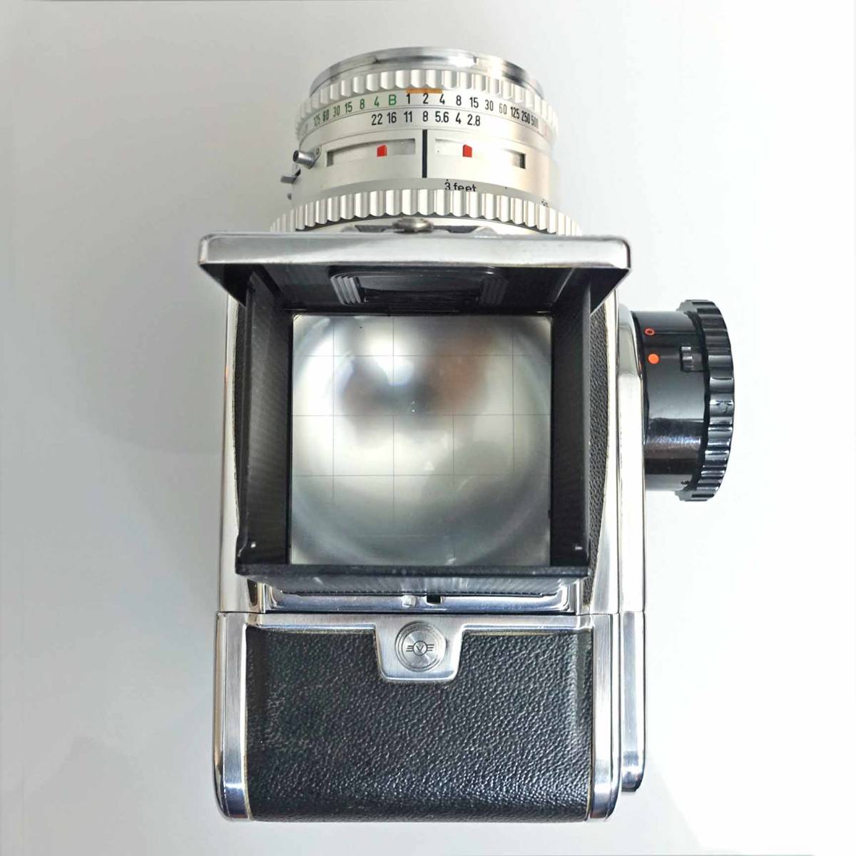 【レンズ極美品・ボディ良品】ハッセルブラッド　ボディ500C初期型1958年製・レンズ80mm/2.8（Cレンズ）・マガジン裏窓付旧型C12_5