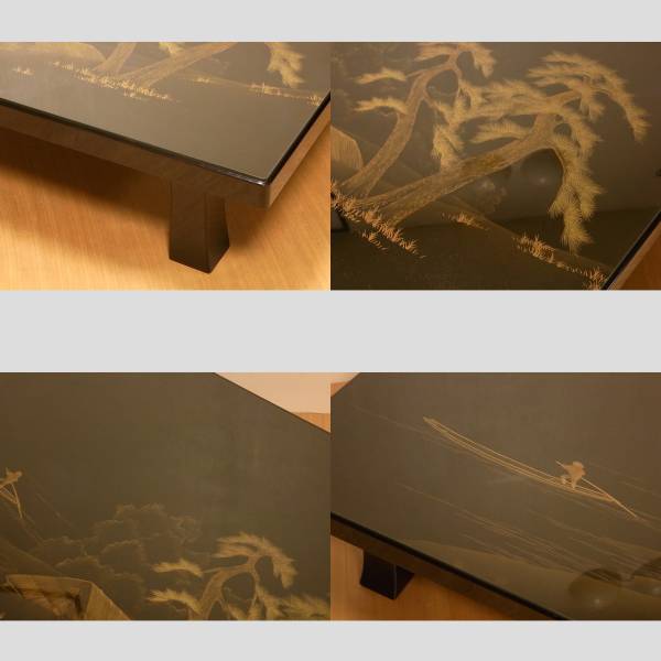 定250万 輪島塗 金蒔絵師 浜高悦朗 螺鈿 座卓 テーブル 座敷机(漆芸
