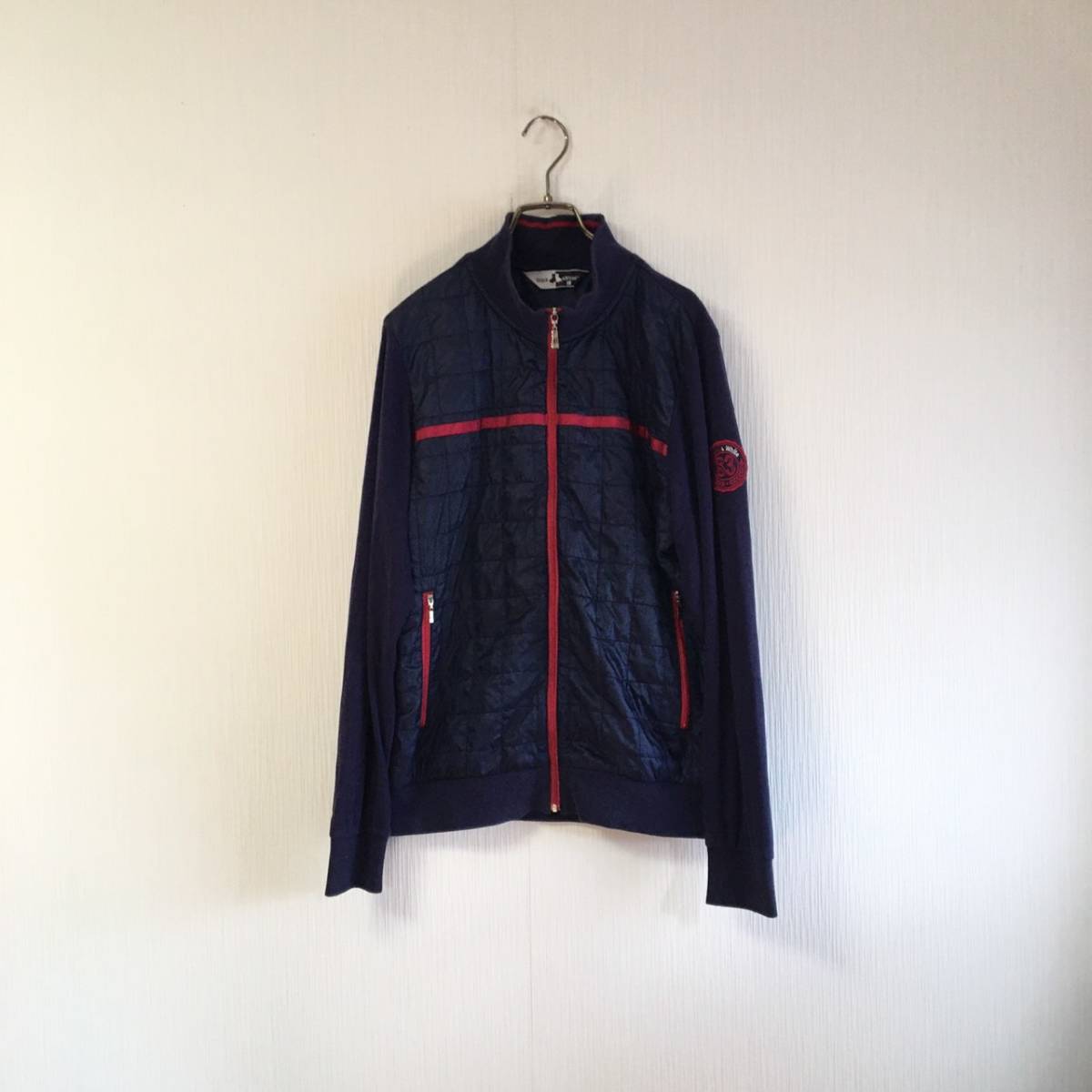 Black&White ブラック&ホワイト ジップアップジャンパー 薄手ジャンパー メンズ ゴルフウエア 上着 Lサイズ