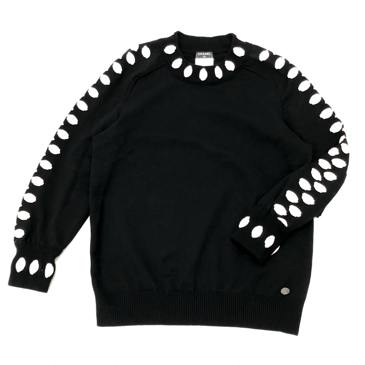 1円 CHANEL シャネル ニットセーター 長袖 カメリアモチーフ 1円 CHANEL シャネル ニットセーター 長袖 カメリアモチーフ