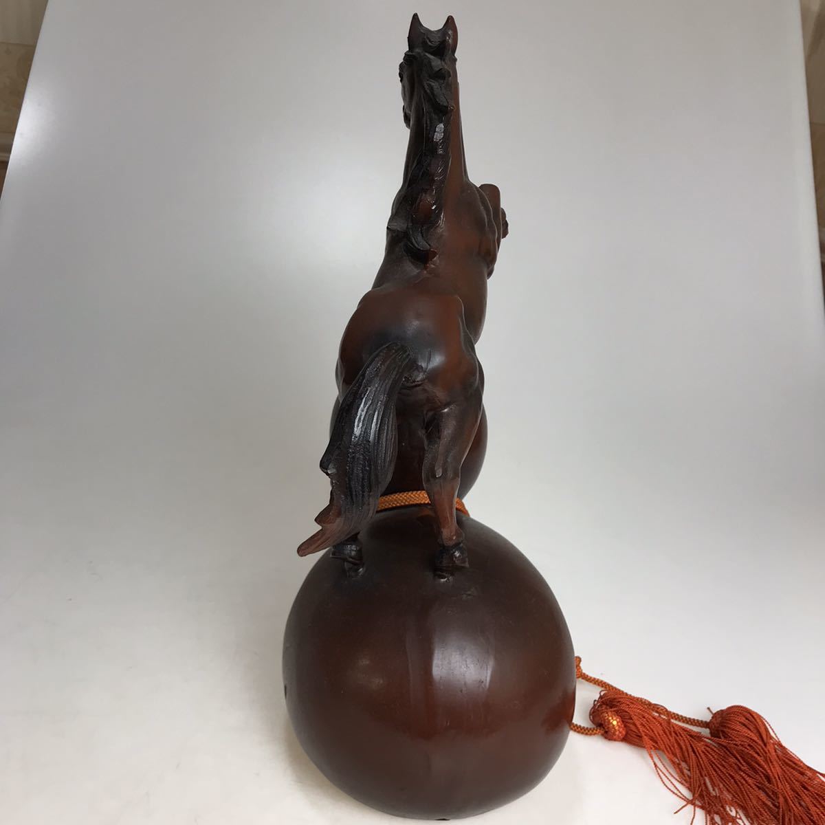 置物 駒ひょうたん （環北作？） 鋳造 馬 瓢箪 オブジェ 台・木札付き