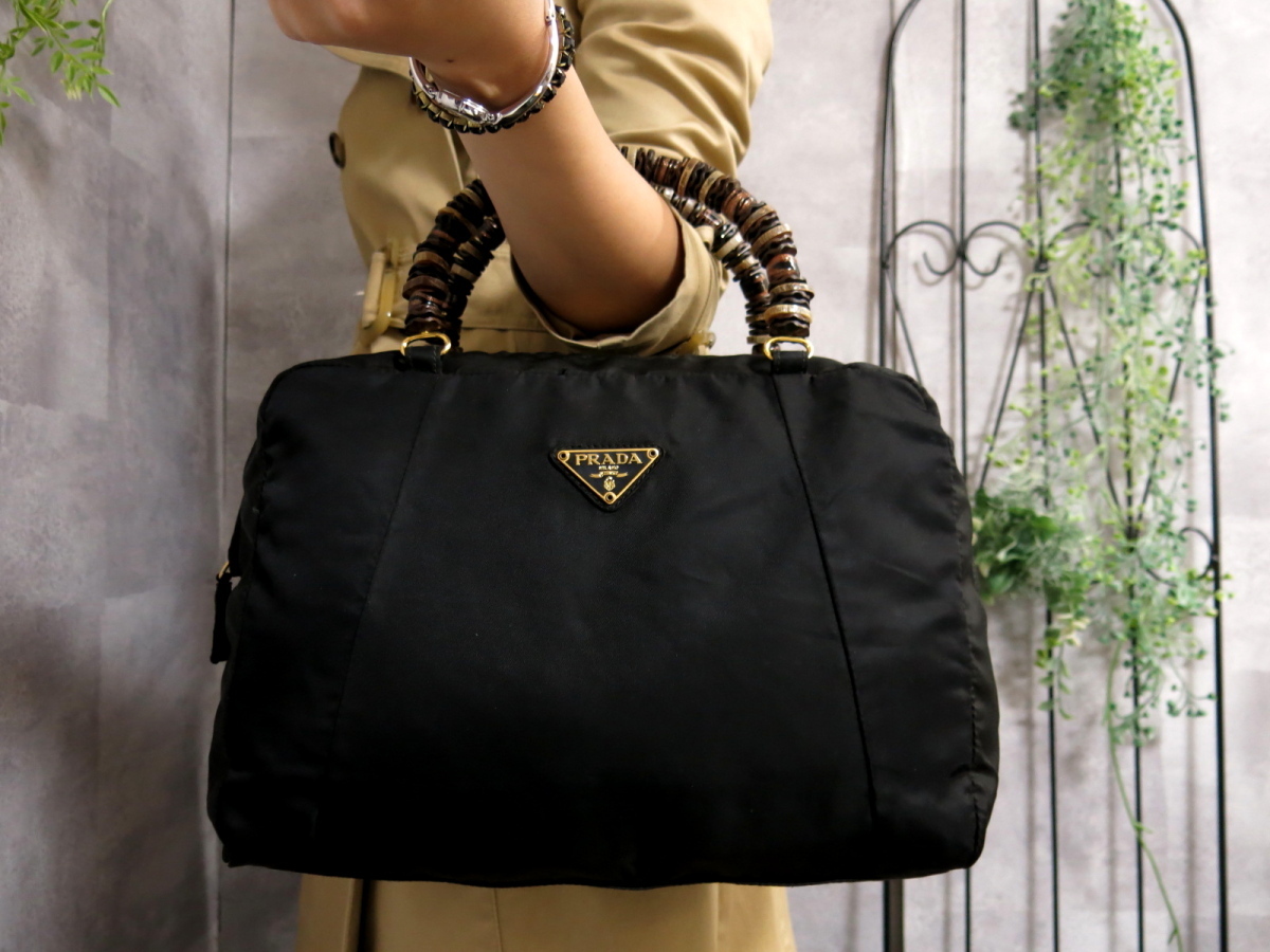 プラダ ハンドバッグ PRADA ポコノ ブラック 黒 ナイロン25101306 
