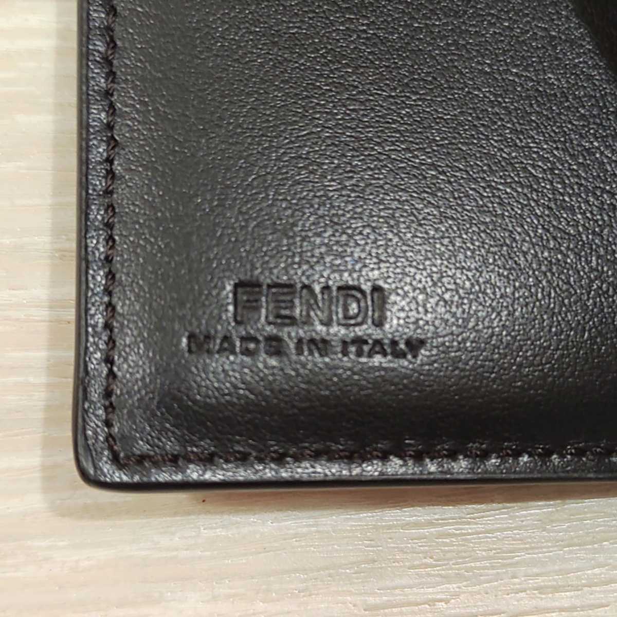 【美品】FENDI エフイズ フェンディ ミニ財布 三つ折り財布 袋 箱付き エフイズ フェンディ 三つ折り財布 3つ折り財布 フエンディ 三つ折