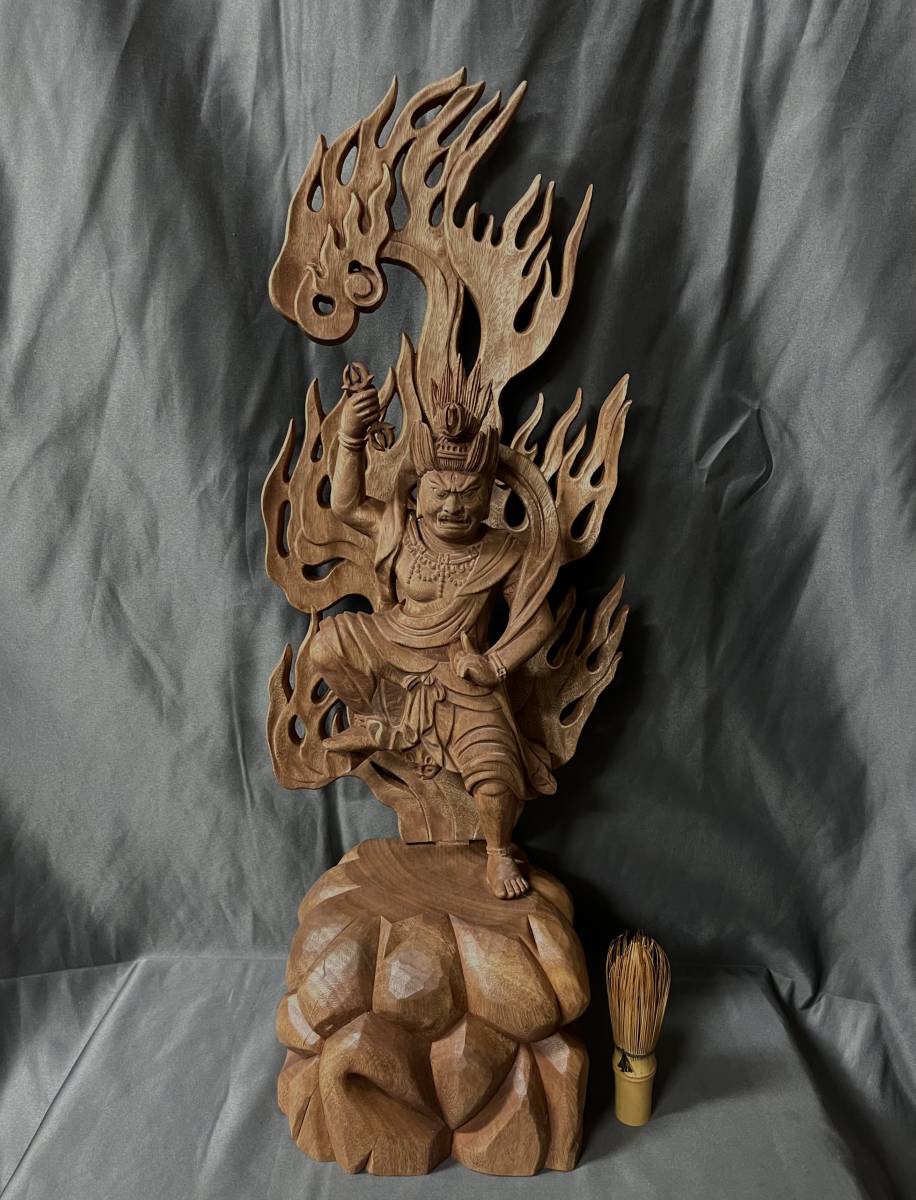 大型57cm仏教工芸品 総楠製 時代彫刻 極上彫 木彫仏像 蔵王権限立像 