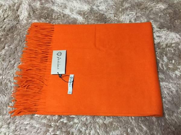 ☆新品☆極上カシミア100％ 大判ストール♪ オレンジ色 ファッション