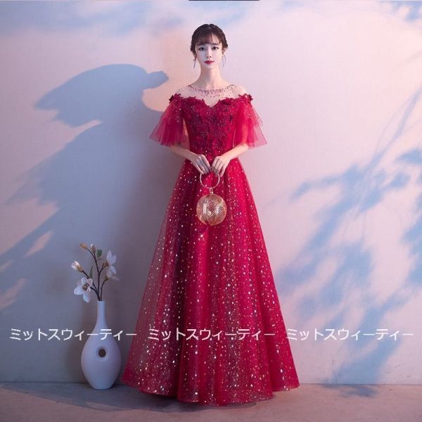ウエディングドレス 半袖 カラードレス 赤 安い 結婚式 ロングドレス 演奏会 コンサート 二次会 Aライン ステージ衣装 パーティードレス カラードレス ウェディングドレス 半袖 k-1 半袖ソフトマーメイド 2024年最新版\u201c似合う\u201dがわかる♪赤カラードレスの選び方