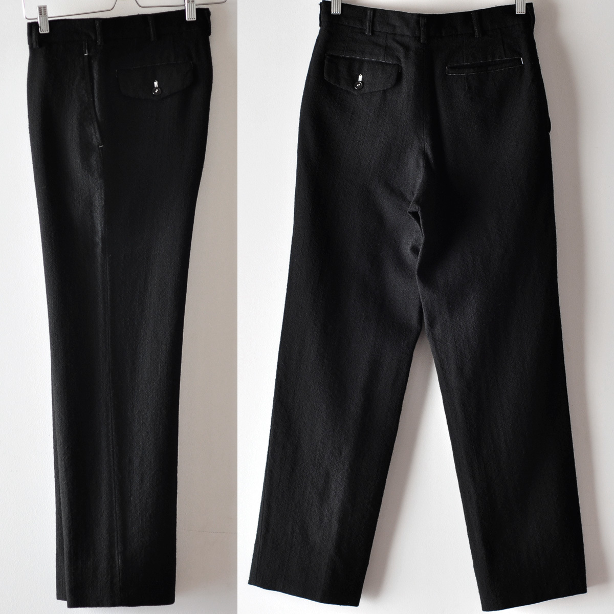 希少 00s COMME des GARCONS HOMME ウール 絨毛 ホワイトステッチ 