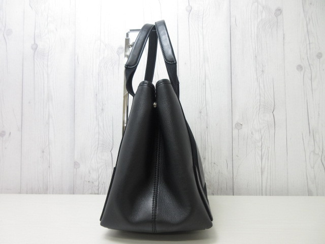 極美品 バレンシアガ ネイビーカバスS レザー ロゴ ネイビー ポーチ付き