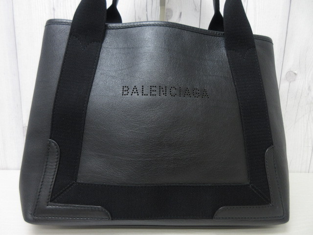 極美品✨BALENCIAGA バレンシアガ ネイビーカバス S バッグ ポーチ 極美品 バレンシアガ ネイビーカバスS レザー ロゴ ネイビー ポーチ付き