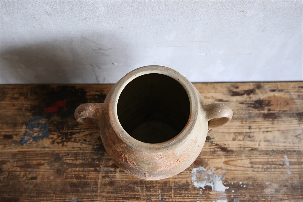 フランスアンティーク◇陶器ボトルa/土器/陶磁器/花瓶/水瓶/プランター