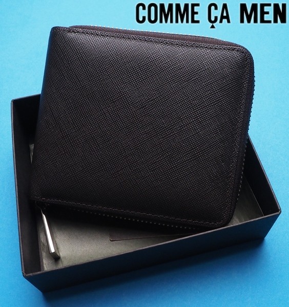 新品展示品 定価2.1万円 COMME CA MEN コムサメン 市松シボレザーラウンドジップウォレット 2つ折り財布 茶(17) 60XW64 CA MEN COMME ストレッチギャバスーツ WCM6752NFITHOUSE 定価