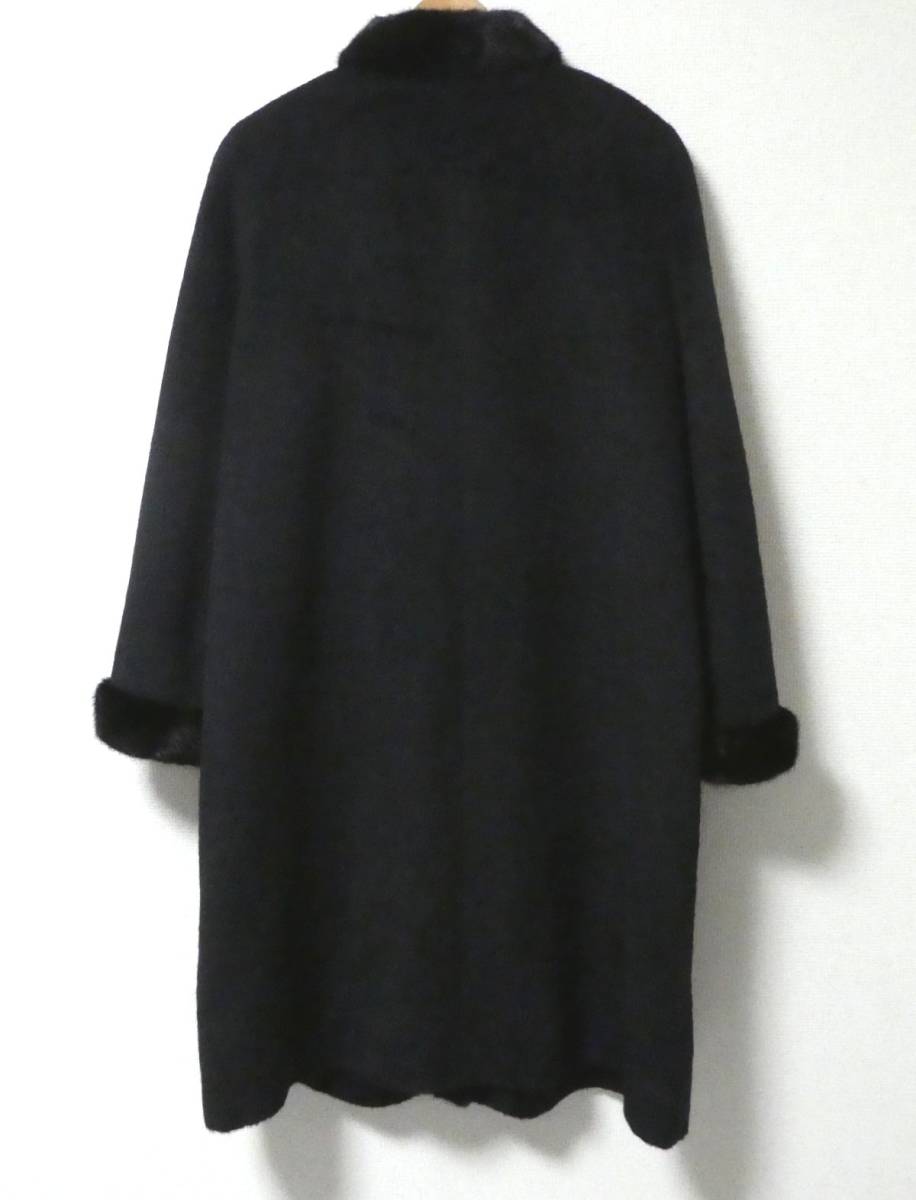 大きいサイズ Leilian レリアン ミンクファー付き アルパカ混 ウール 