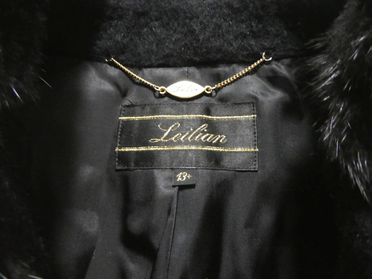 大きいサイズ Leilian レリアン ミンクファー付き アルパカ混 ウール 