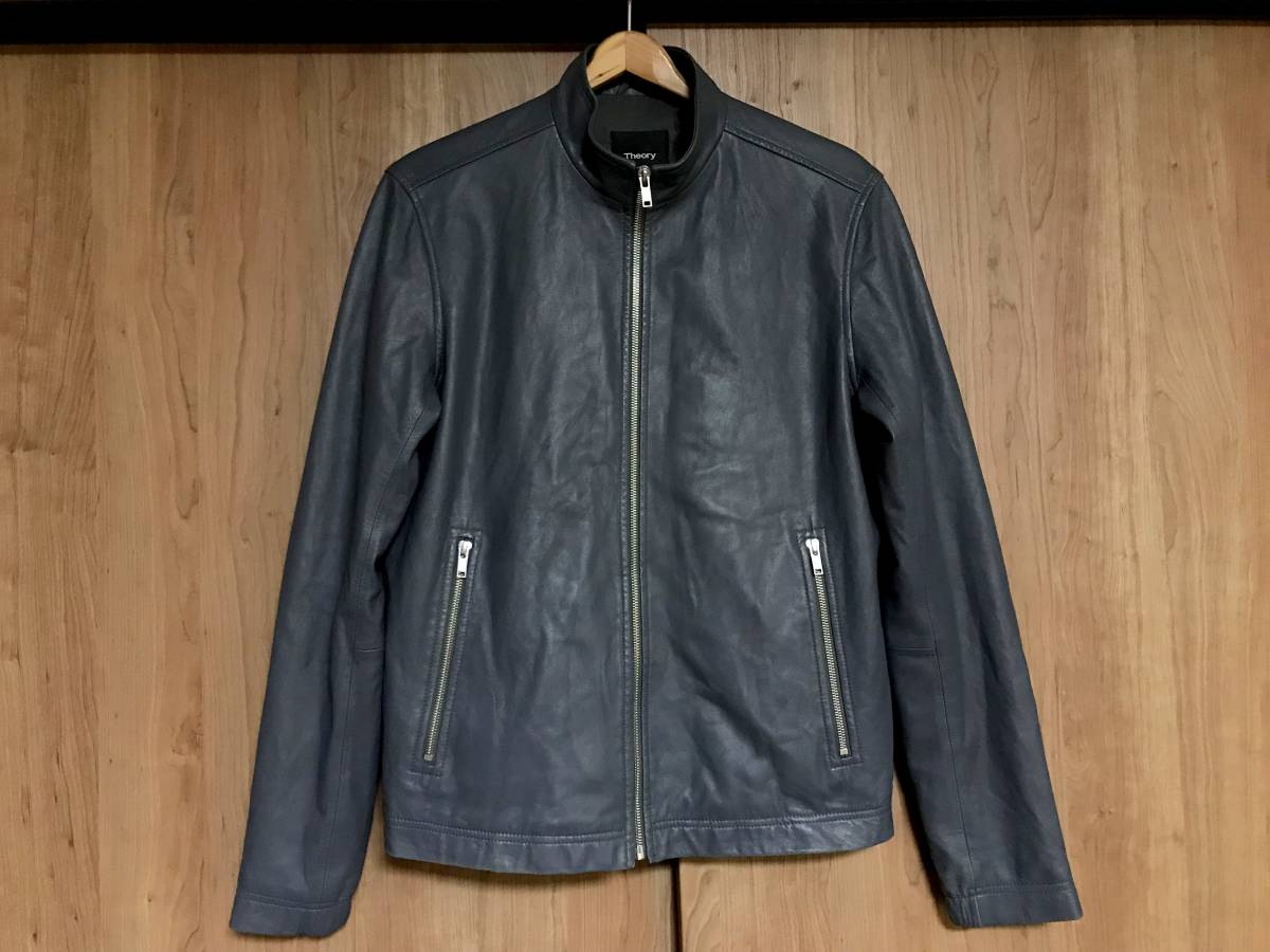 美品 高級 羊革 Theory セオリー レザージャケット ライダース グレー