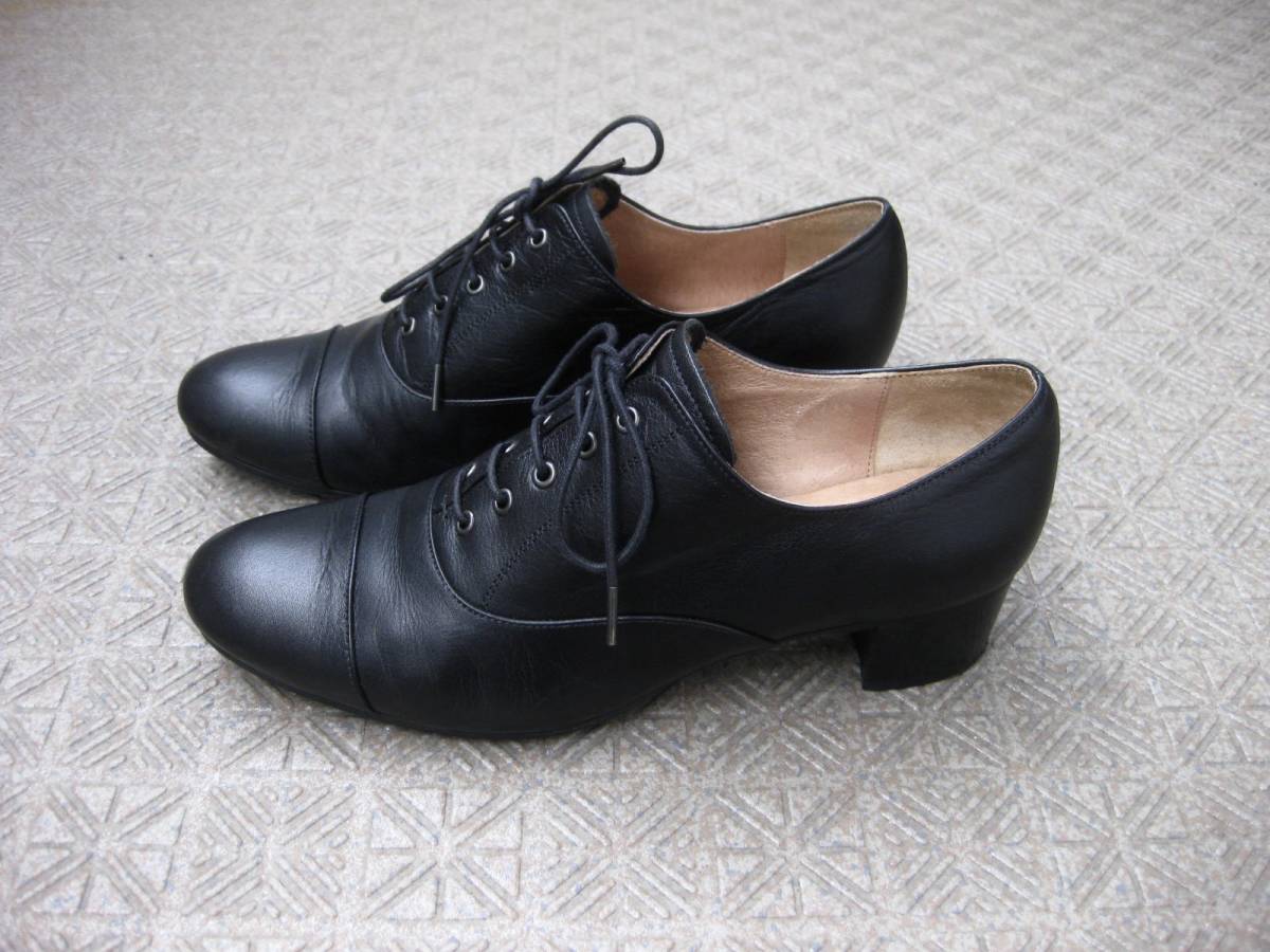 ☆MARGARET HOWELL☆ヒールパンプス☆黒☆レザー☆23.5cm☆レース 
