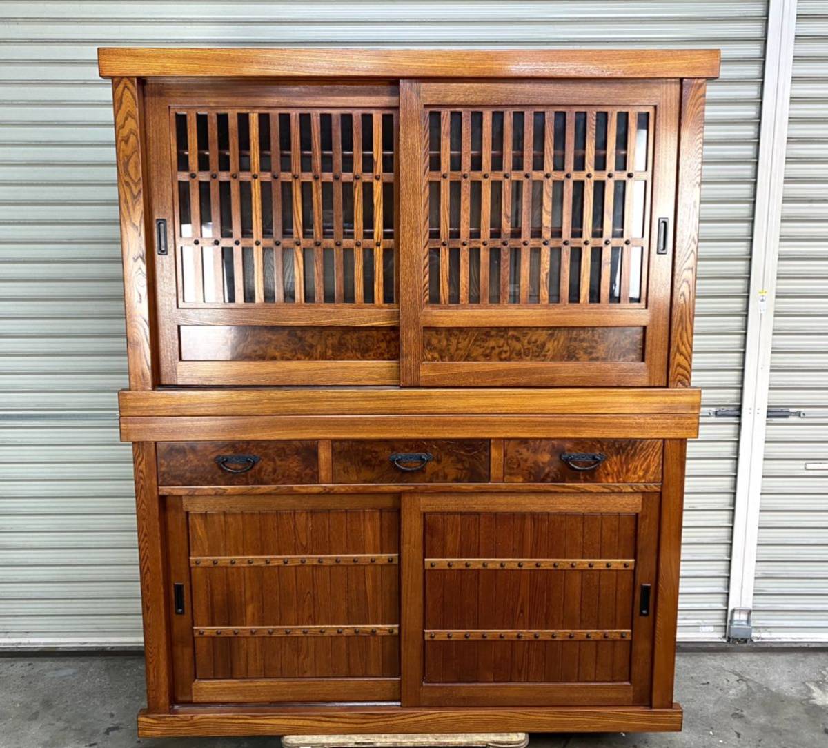 江戸時代風】6尺王道スタイルの近江水屋箪笥 食器棚 収納棚 飾り棚