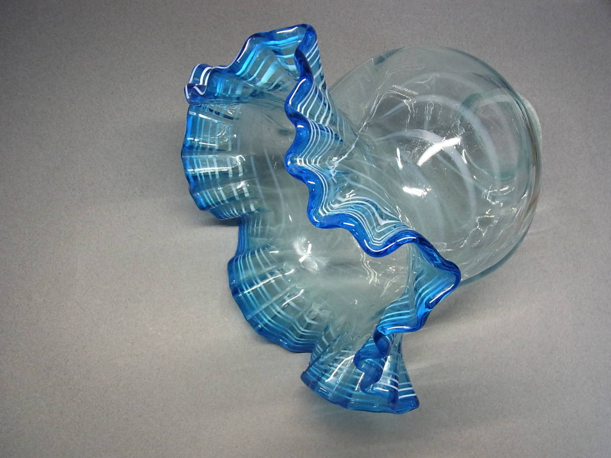 大正浪漫 オイルランプ ホヤ ランプシェード フリルガラス 直径約15.5cm 大正浪漫 オイルランプ ホヤ ランプシェード フリルガラス 直径約15.5