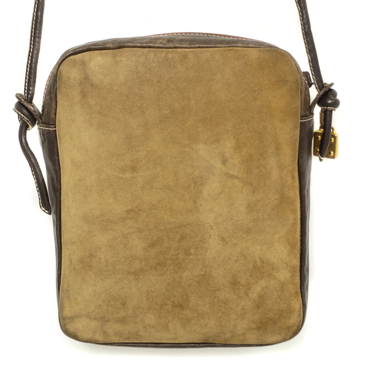 LOEWE / ロエベ | アナグラム スエード ワンショルダーバッグ | ライトブラウン/ダークブラウン | レディース LOEWE - LOEWE / ロエベ | アナグラム スエード ワンショルダーバッグ