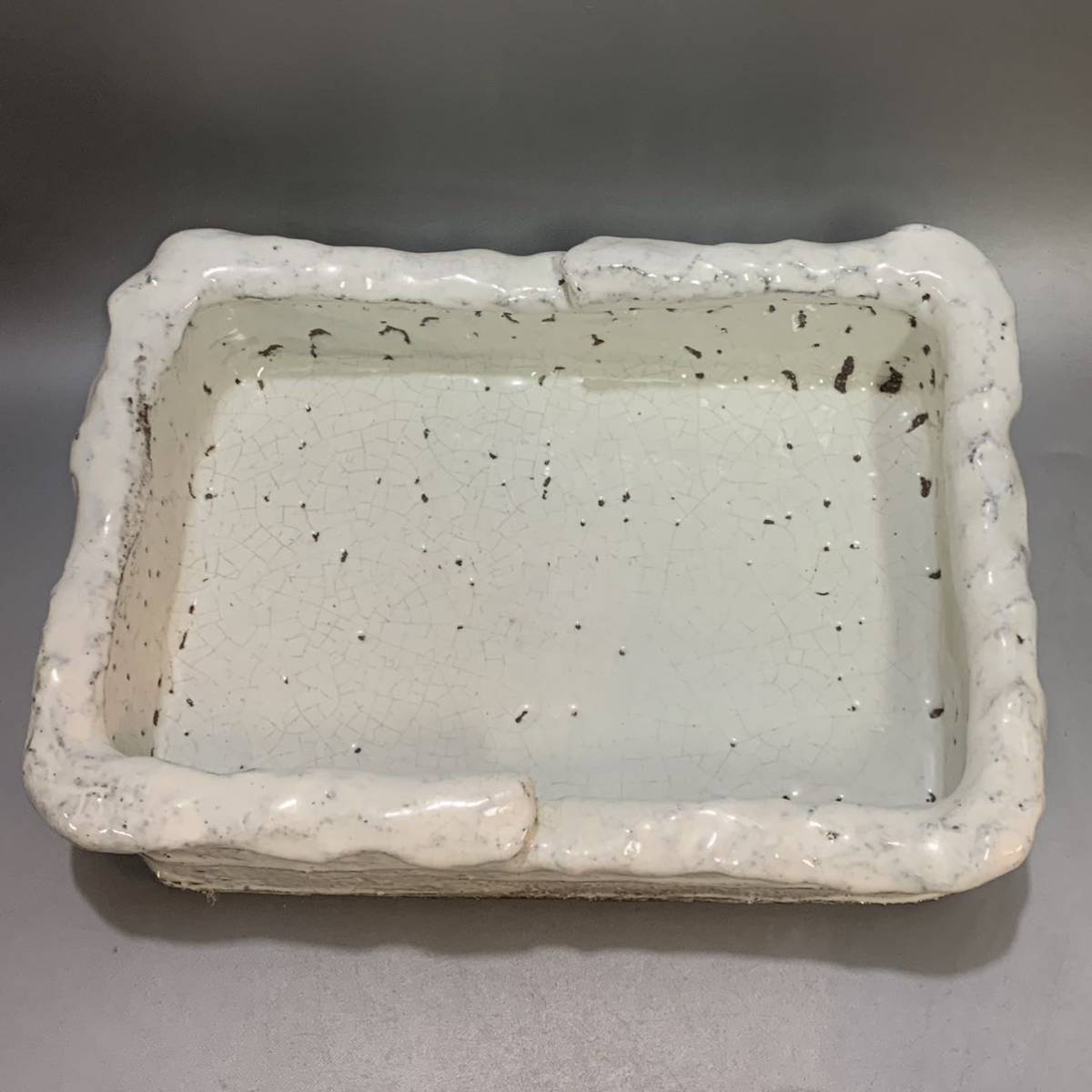 栴54)萩焼 小久保凌雲 白萩水盤 花器 茶道具 華道具