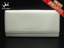 バーバリー 長財布 アイボリー がま口 レザー Burberry