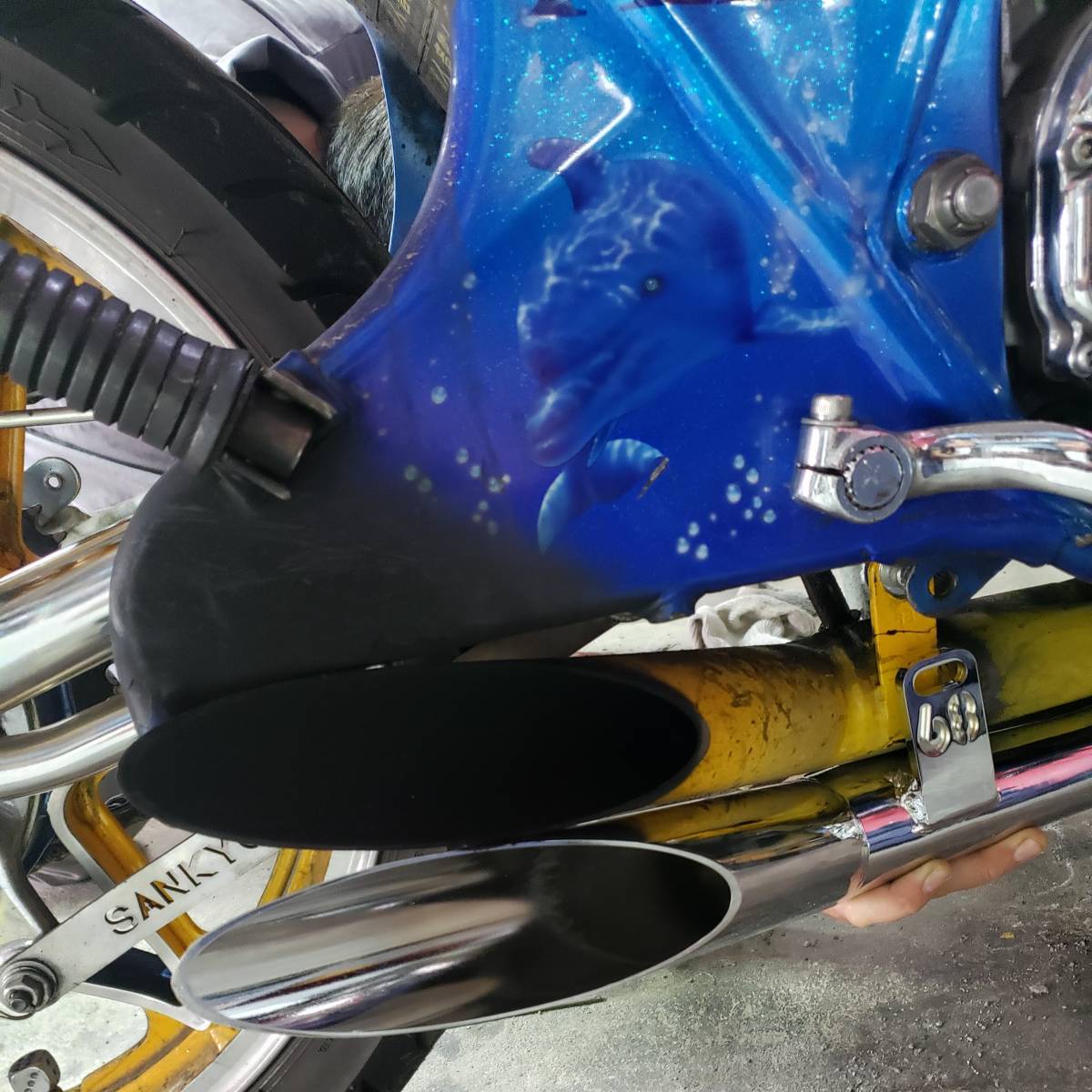 三協オート 68サイクロン マフラー メッキ 八木スペシャル改 新品 八木