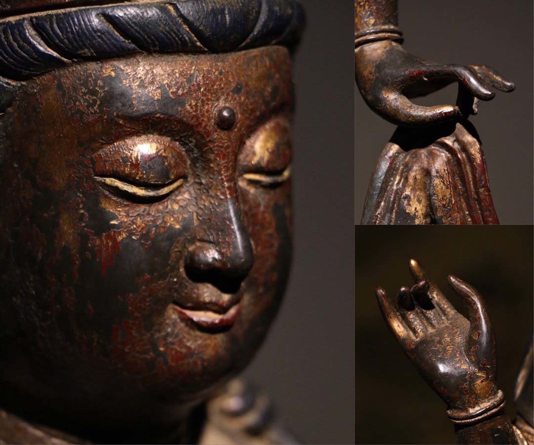 NG2649※ 旧蔵 仏教時代品 ※観音菩薩立像 仏像 細密彫 仏教美術・廃寺