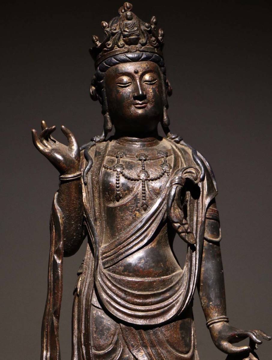 NG2649※ 旧蔵 仏教時代品 ※観音菩薩立像 仏像 細密彫 仏教美術・廃寺