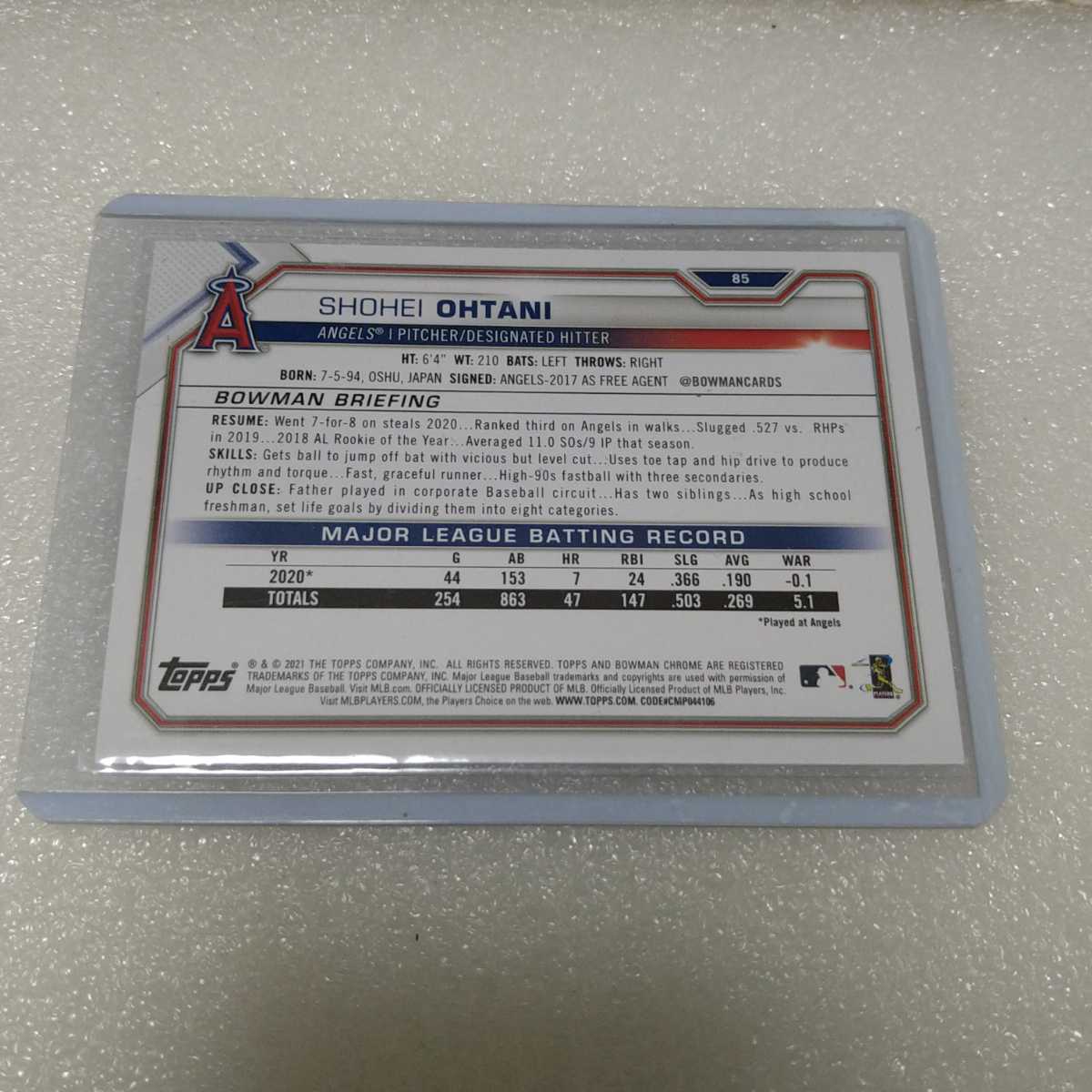 大谷翔平　topps bowman 2021_2