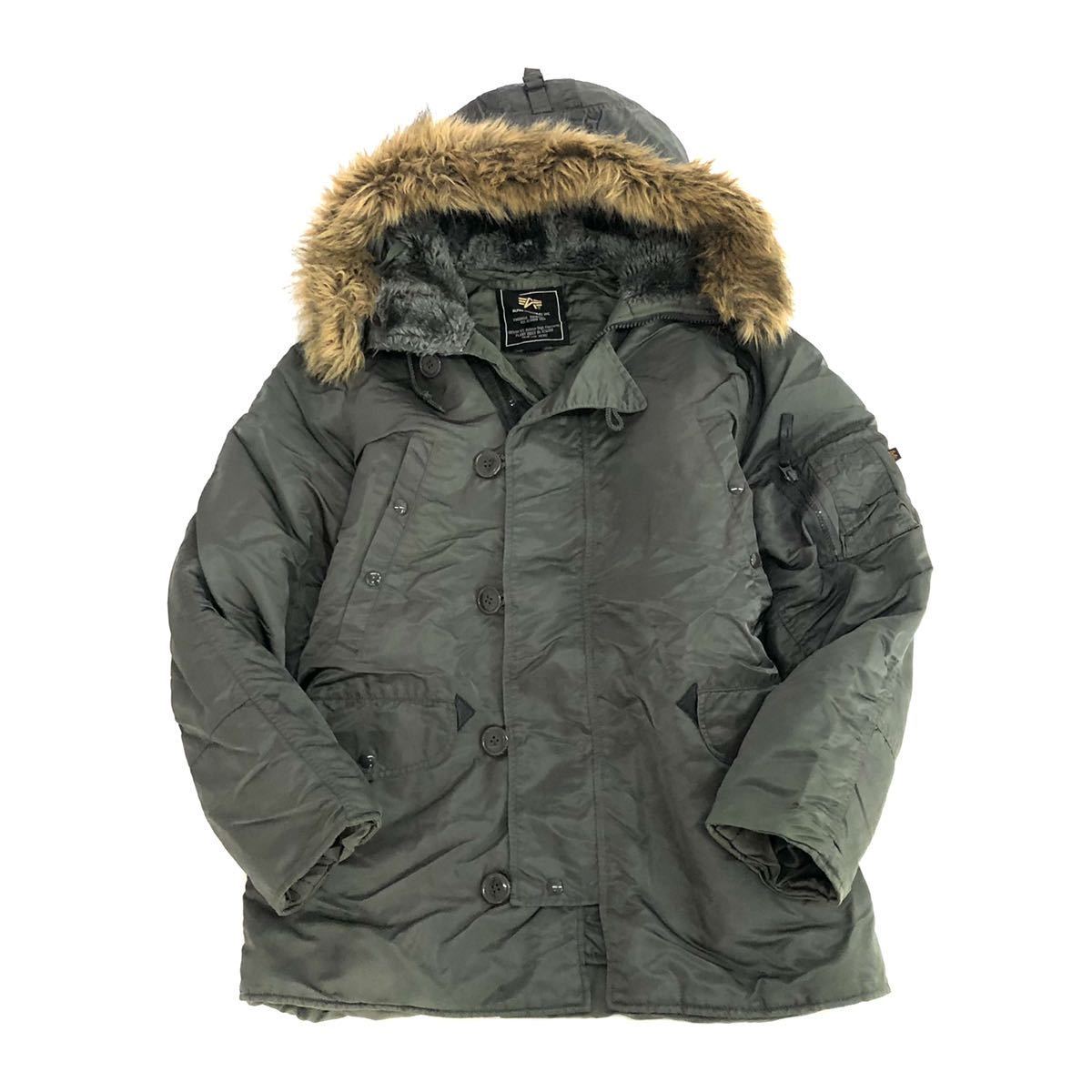 Bk22 ALPHA INDUSTRIES アルファ N-3B ミリタリー フライトジャケット 中綿ジャケット ナイロン100% モスグリーン sizeL メンズ 紳士服