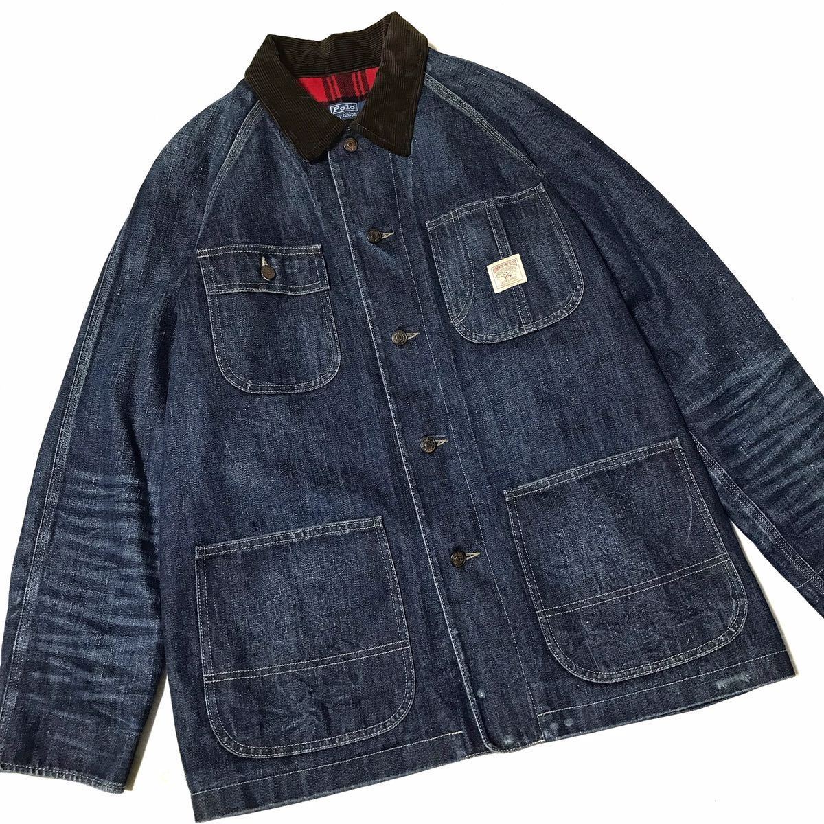 RRL ダメージ加工 デニムカバーオール ラルフローレン(ラルフ RRL ダメージ加工 デニムカバーオール ラルフローレン(ラルフ