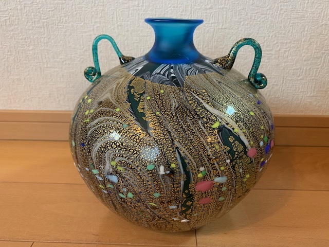 骨董品 黒木国昭 価格 中古 現代の名工 黒木国昭 作 花器 高さ約