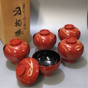 アソベ光石謹製之印 膳 5枚組 漆器 京都 遊部 ASOBE 盆 001871-