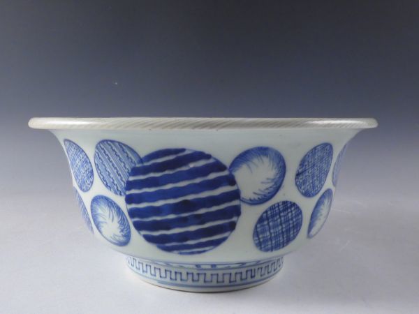 □匠□古伊万里 染付 丸文 飾鉢 25cm 無傷完品 江戸期