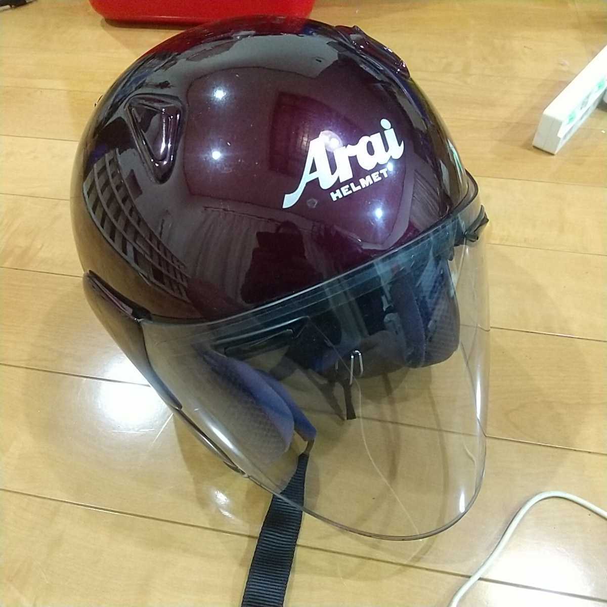 中古現状品 Arai アライ ジェットヘルメット SZ M SNELL ワインレッド  