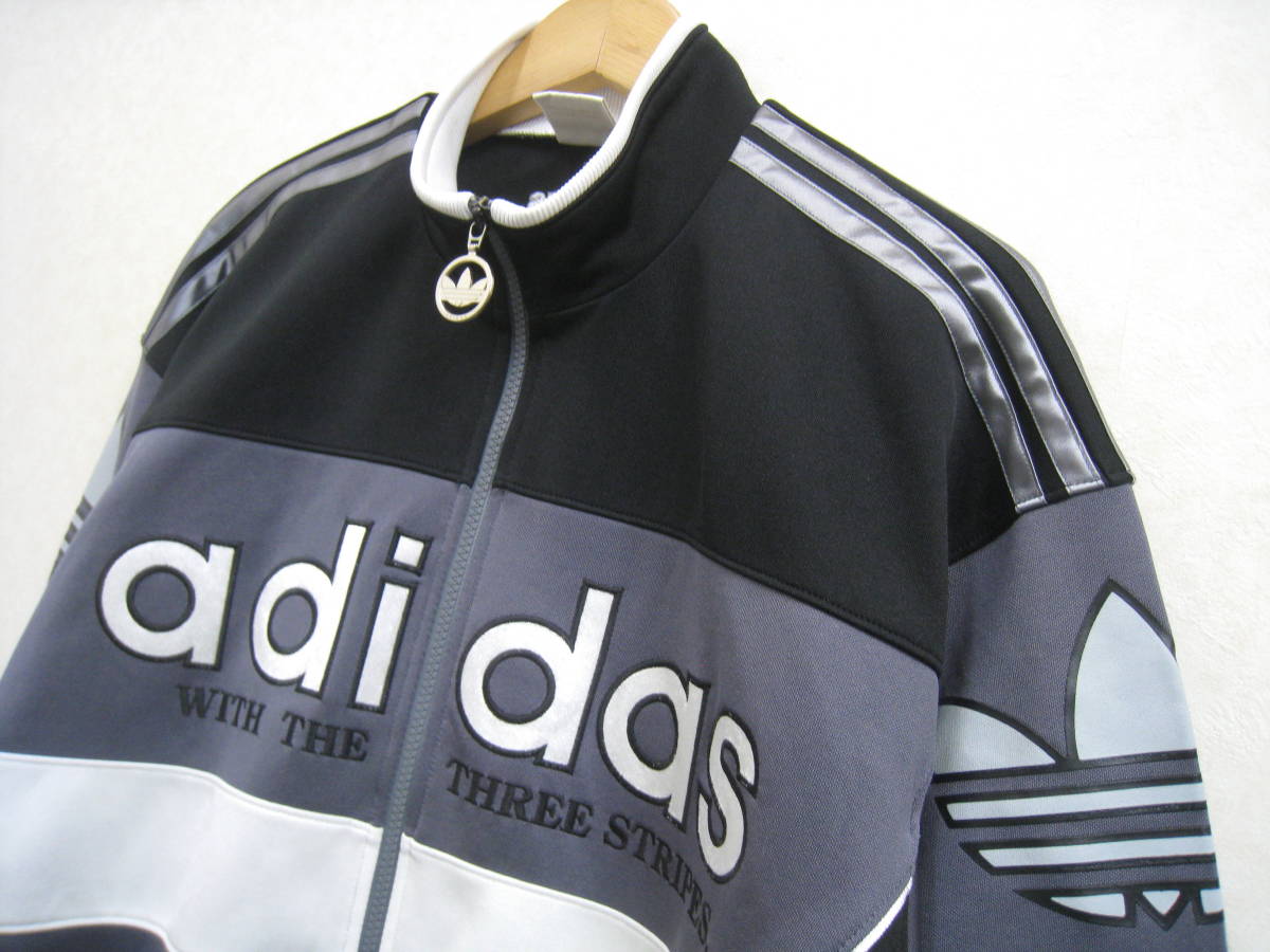 【希少】80s-90s アディダス デサント製 トラックジャケット L グレー adidas◇アディダス 80～90年代 ジャージ トラックジャケット メンズ