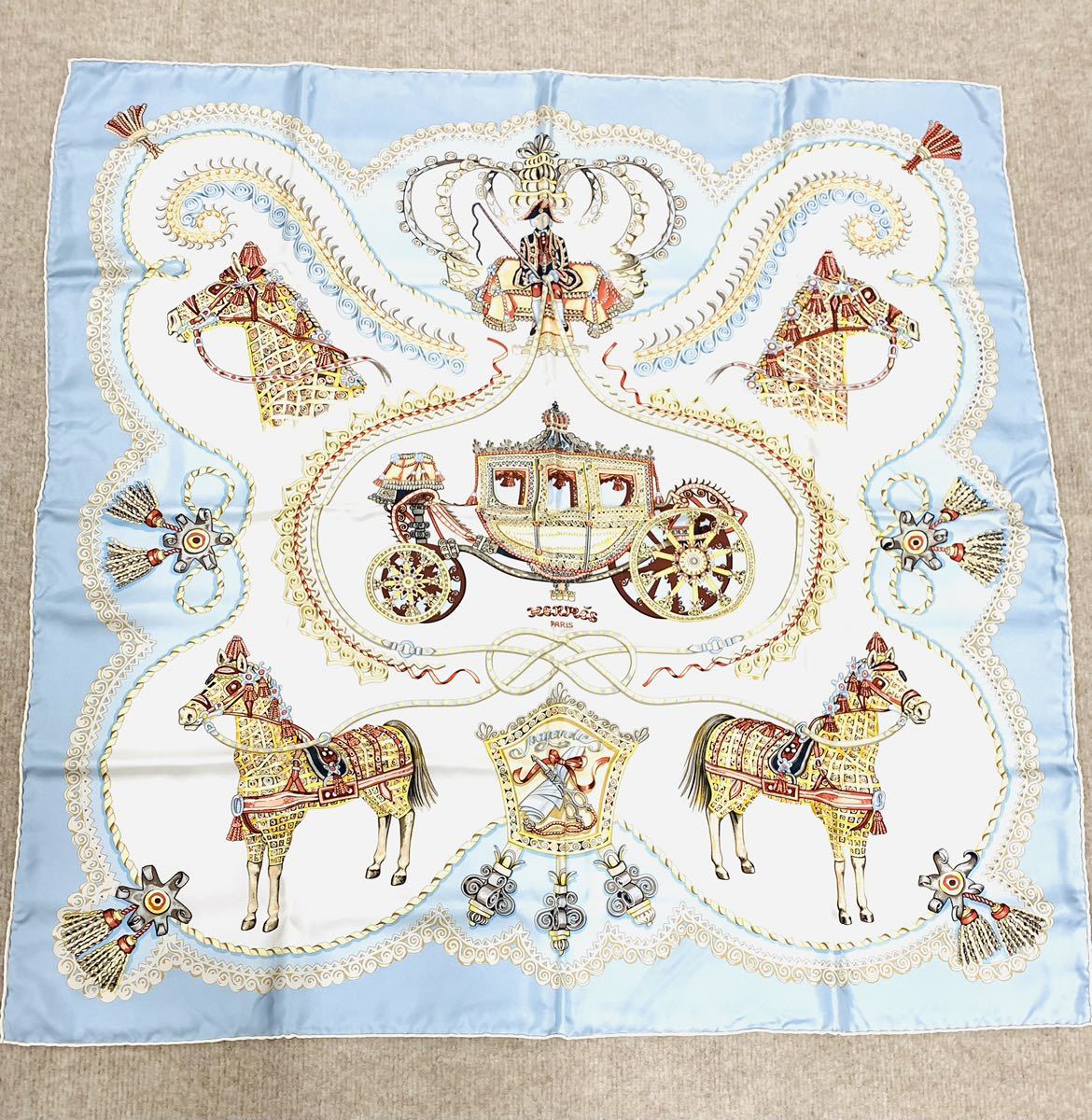 1円～ 未使用！ HERMES PAPEROLEカレ90 エルメス スカーフ シルク 