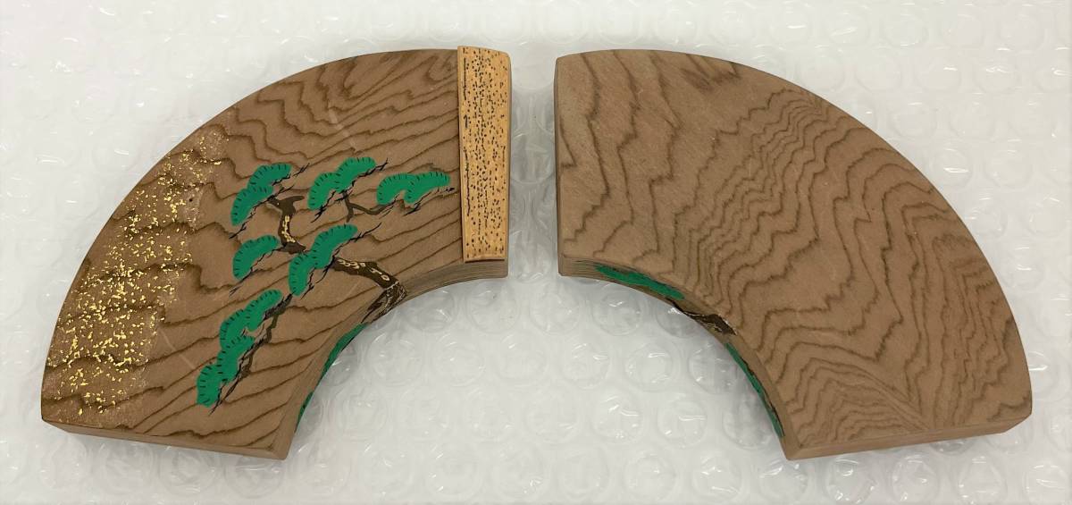 清水晃樹作　加州工芸　神代杉　清流魚絵　扇面　香合　共箱　栞付　茶道具 清水晃樹作 加州工芸 神代杉 清流魚絵 扇面 香合 共箱 栞付 茶道具