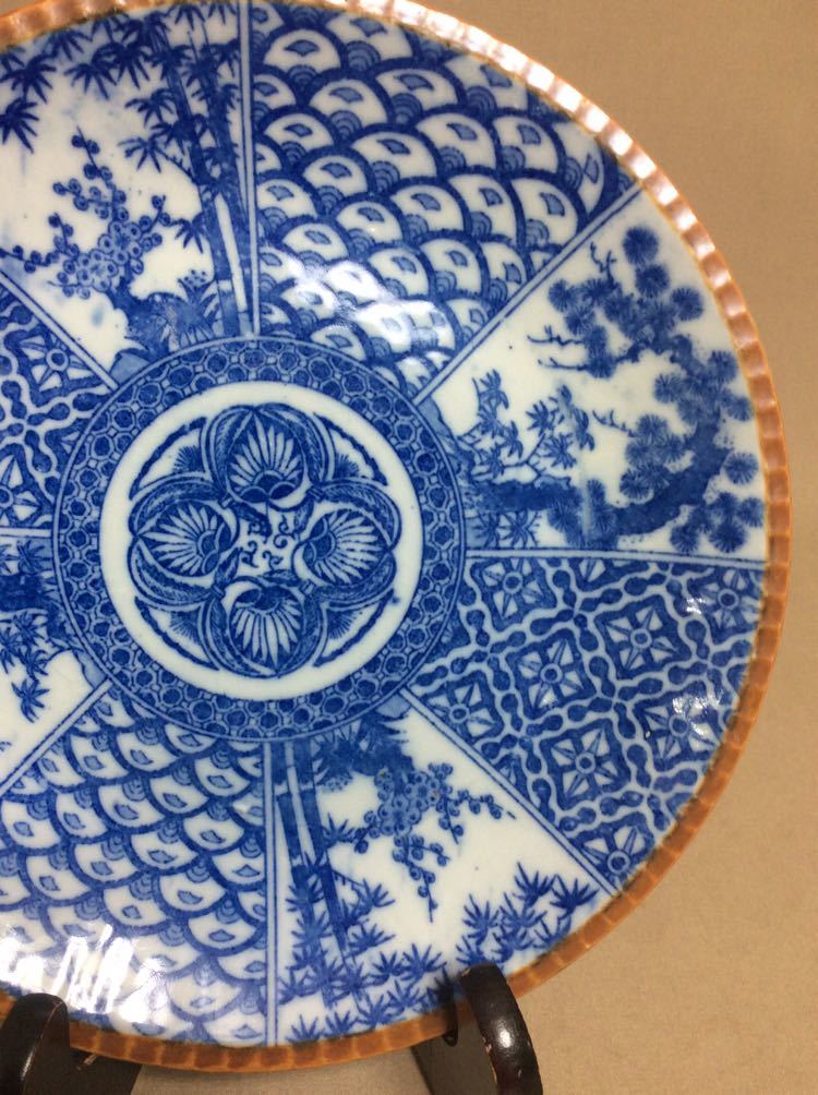 日展作家／辻毅彦／染付／西洋風景／聖／角型花瓶／未使用 公式 辻毅彦