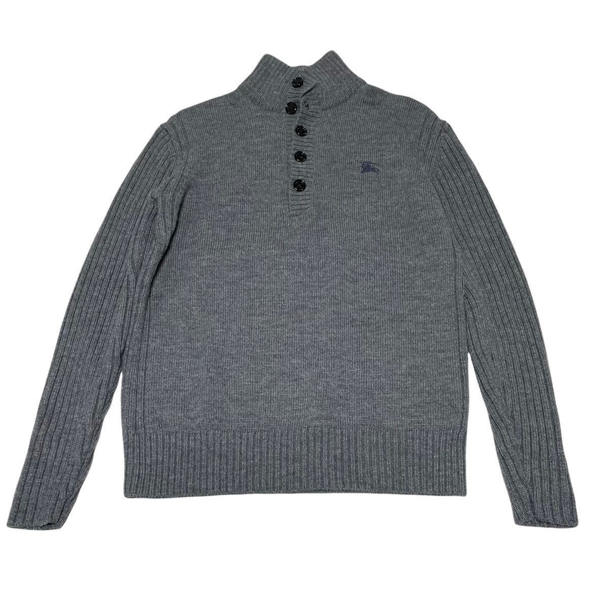 限定SALE，100%新品 バーバリーブラックレーベル ニットセーター 上品さの極み ハーフボタン グレー BURBERY BLACK LEBEL 騎兵刺繍 グレー(ジャケット、上着)｜売買されたオークション情報、yahooの商品情報をアーカ 男性用
