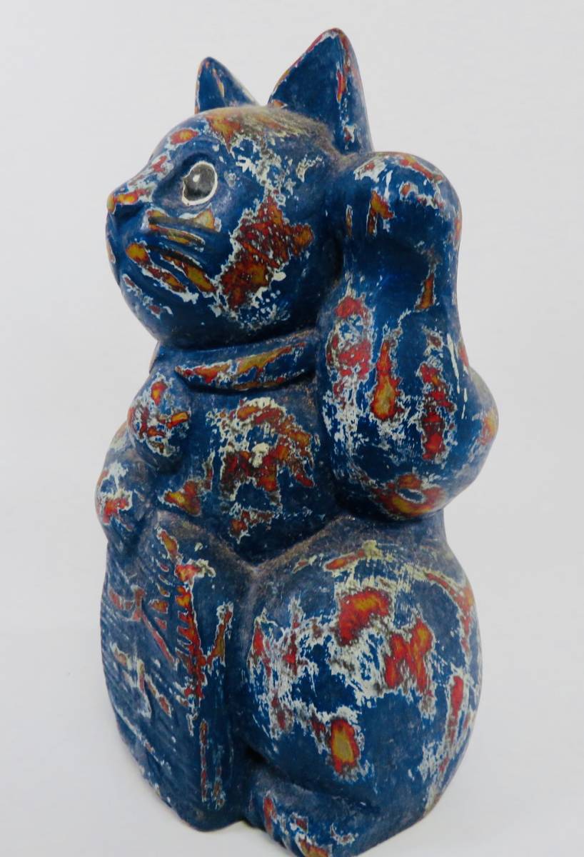 木製／招き猫／置物／縁起物／希少／アンティーク／ヴィンテージ 骨董屋整理品】希少 木彫 招き猫 当時物 時代 縁起物 珍品 骨董品 古